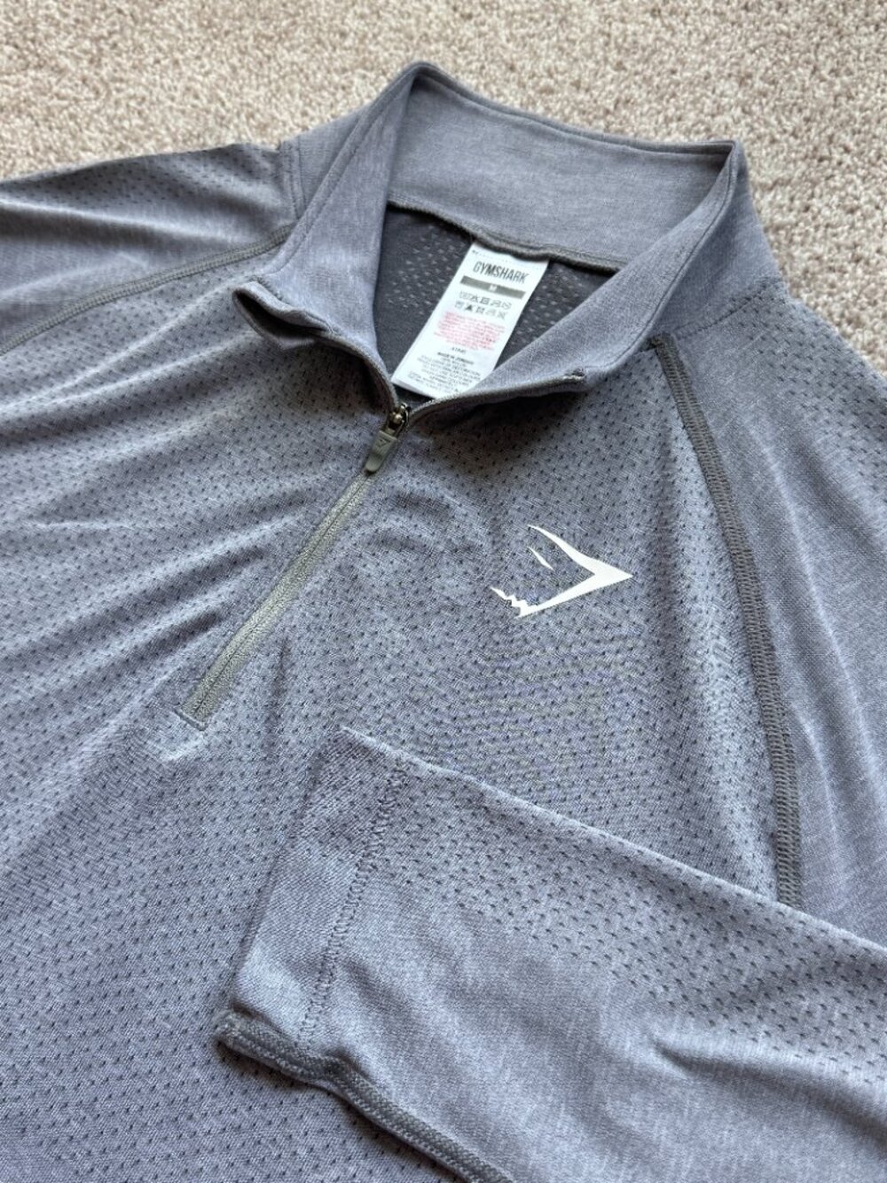 Gymshark 1/4 Zip Performance Training Top Gray M
